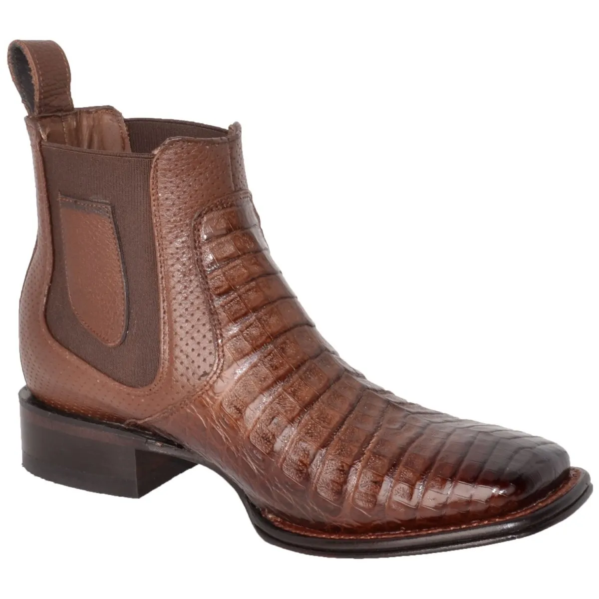 BOTINES DE COCODRILO CAIMAN PANZA ORIGINAL HORMA CUADRADA VES782B8216