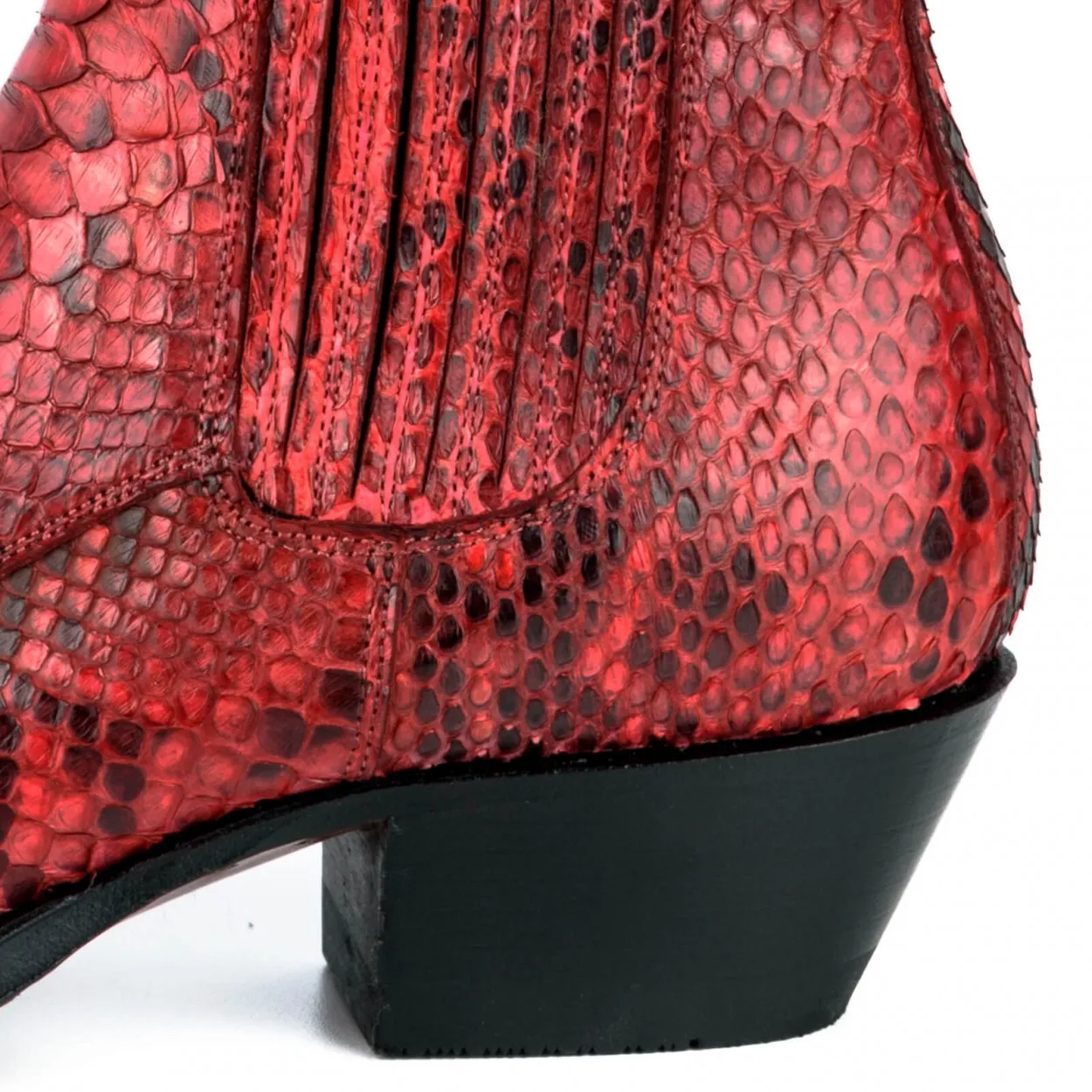 Botín cowboy piel de serpiente rojo mujer
