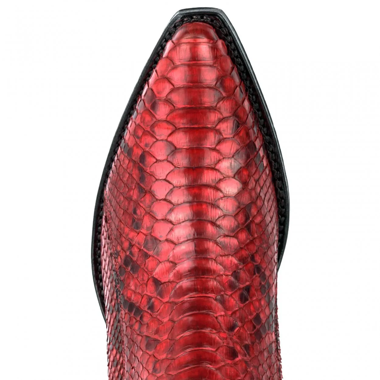 Botín cowboy piel de serpiente rojo mujer
