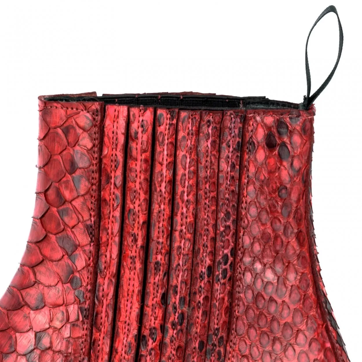 Botín cowboy piel de serpiente rojo mujer
