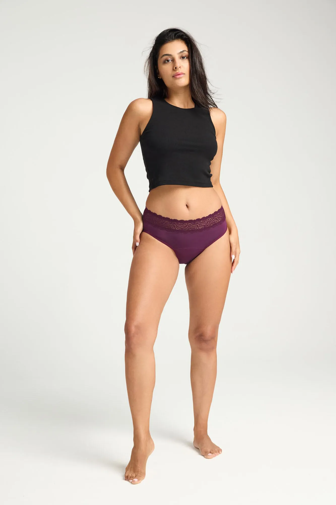 Braga menstrual encaje alta bambú Raisin Purple absorción moderada abundante