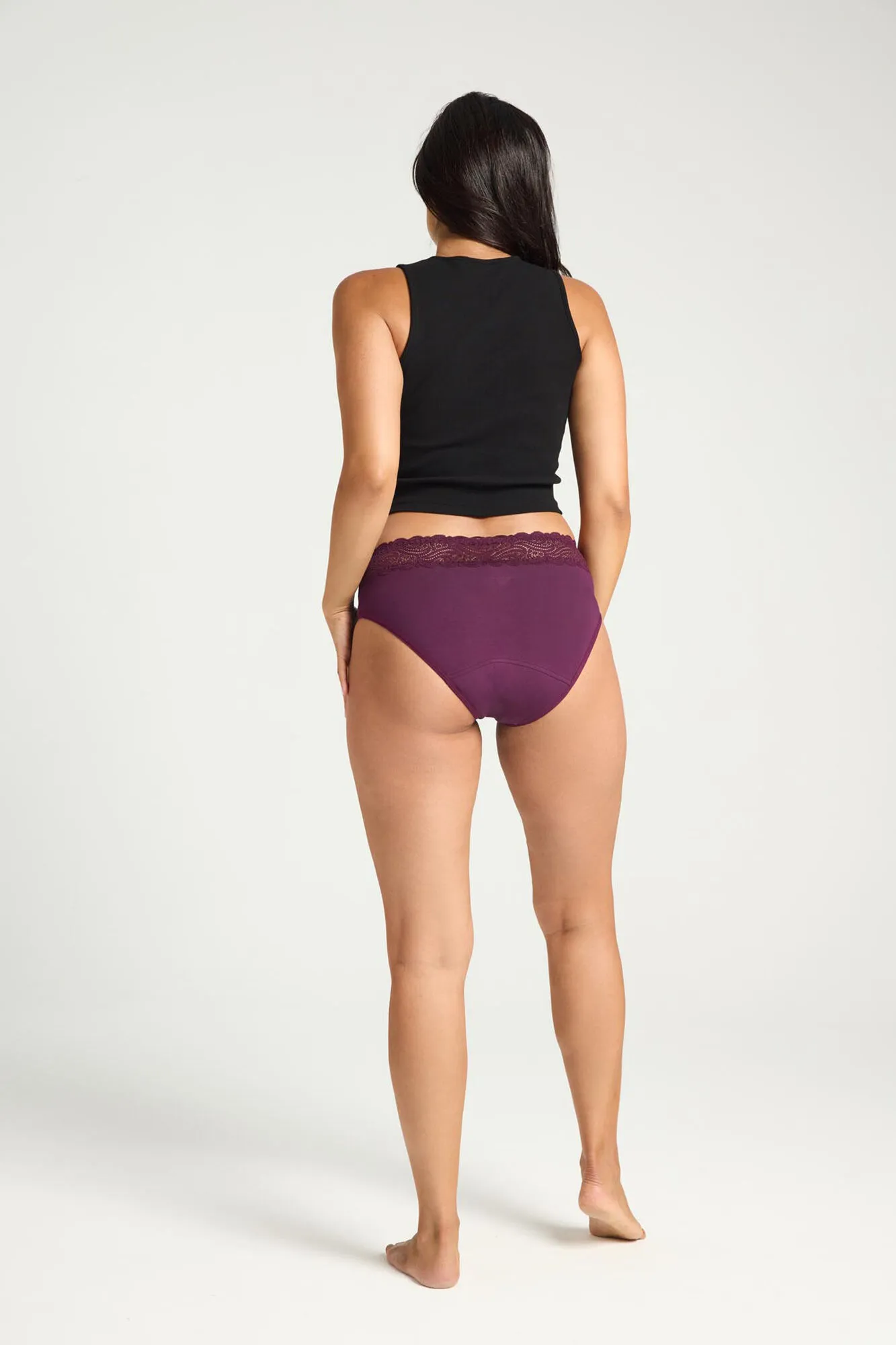 Braga menstrual encaje alta bambú Raisin Purple absorción moderada abundante
