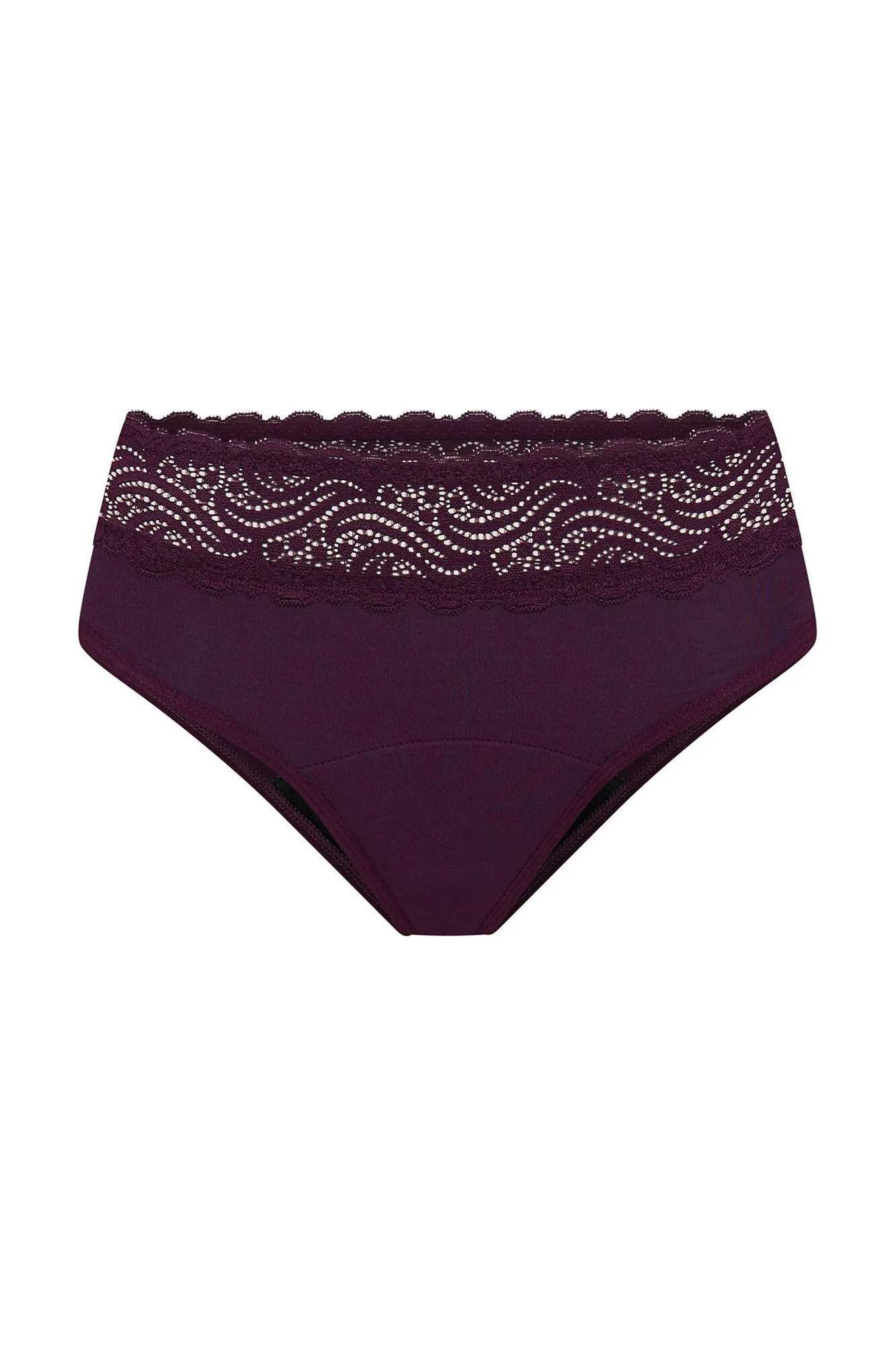 Braga menstrual encaje alta bambú Raisin Purple absorción moderada abundante