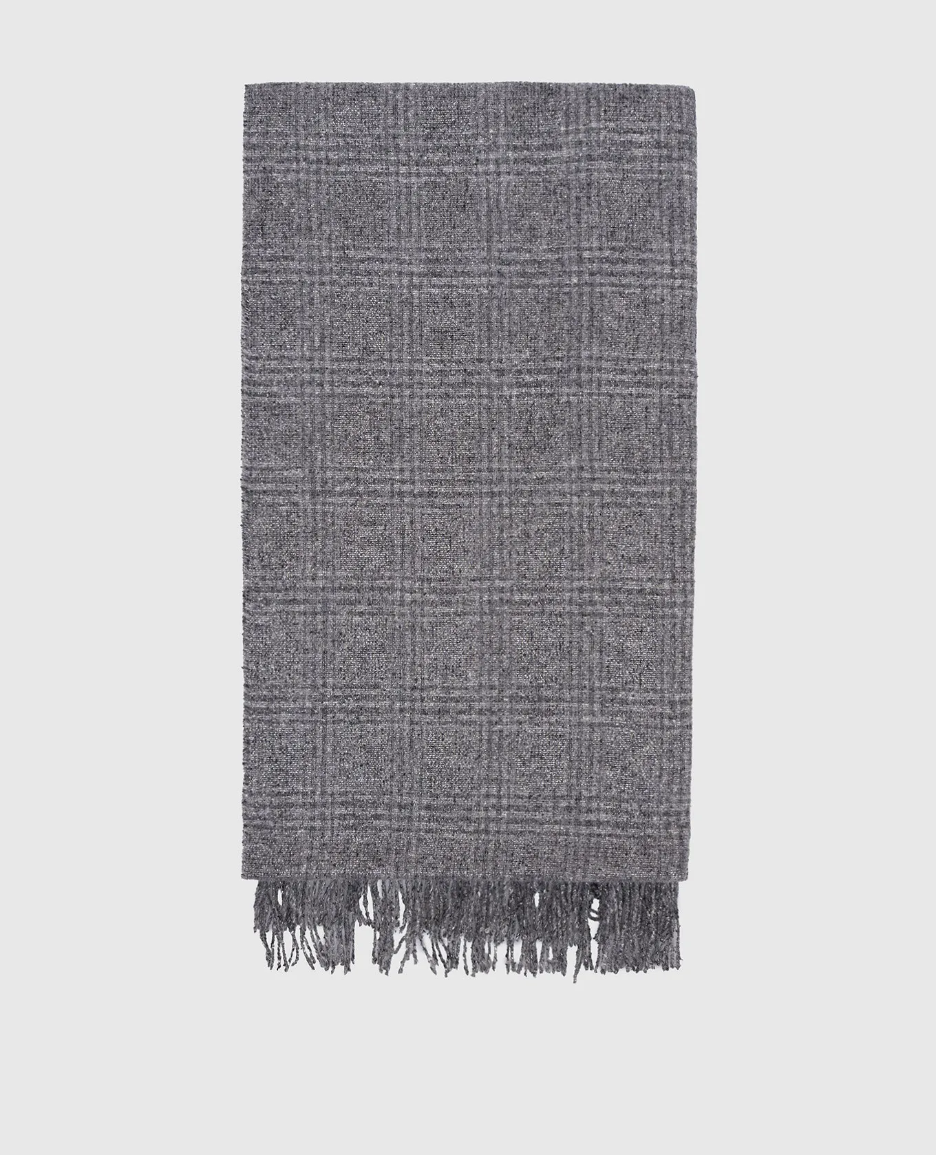 Brunello Cucinelli Gray stole with silk and wool check