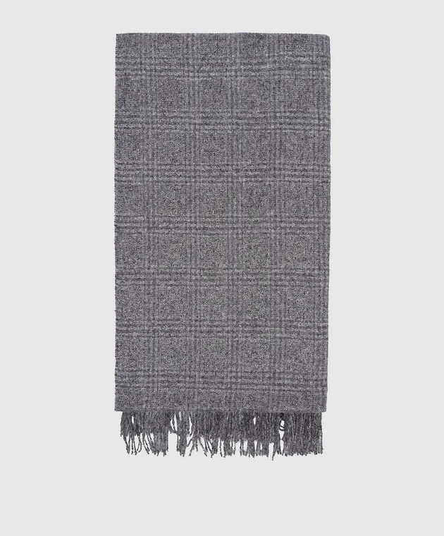 Brunello Cucinelli Gray stole with silk and wool check