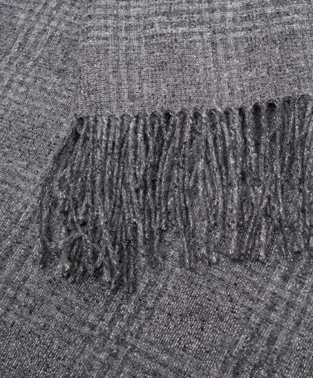 Brunello Cucinelli Gray stole with silk and wool check