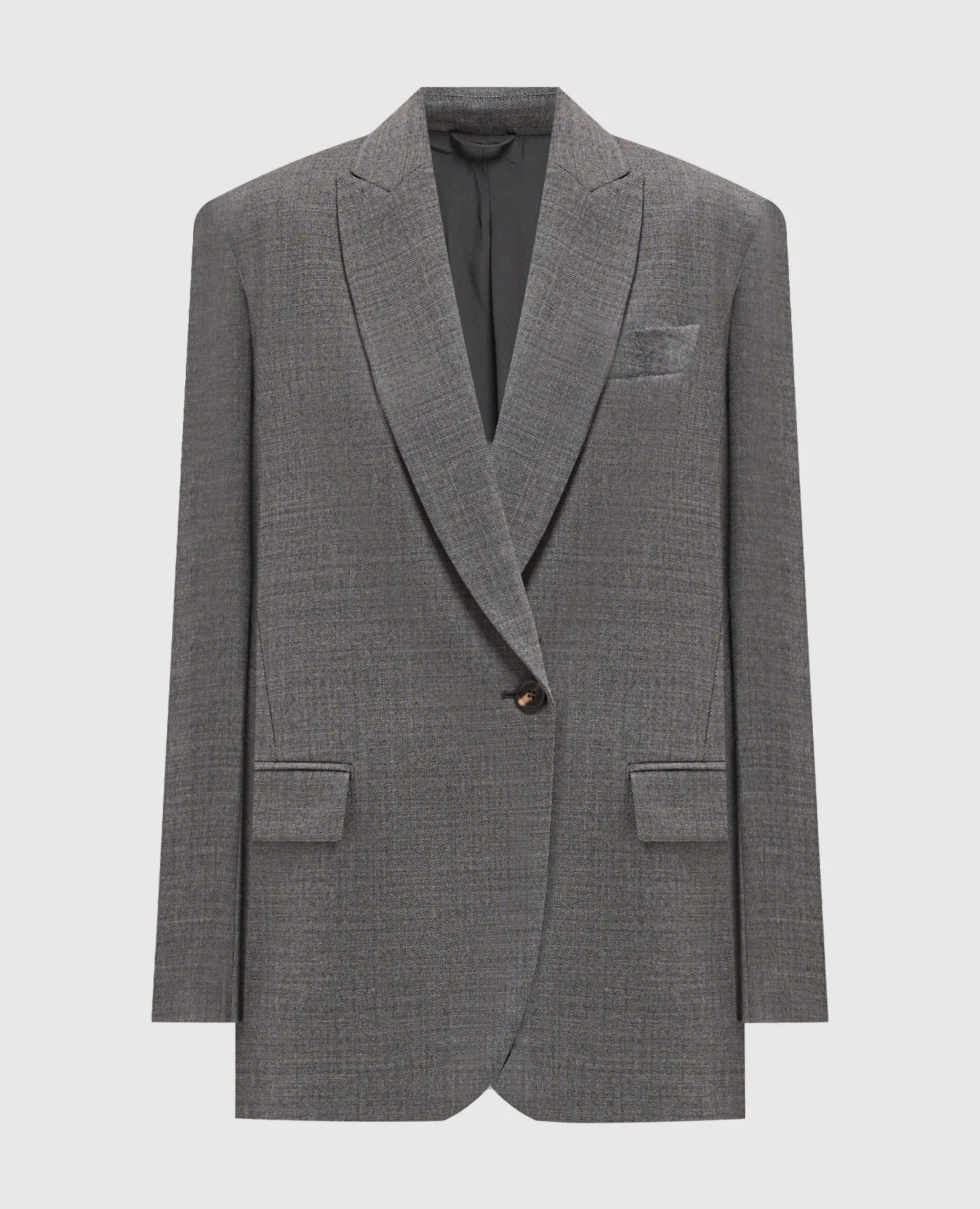 Brunello Cucinelli Gray wool jacket with monil chain