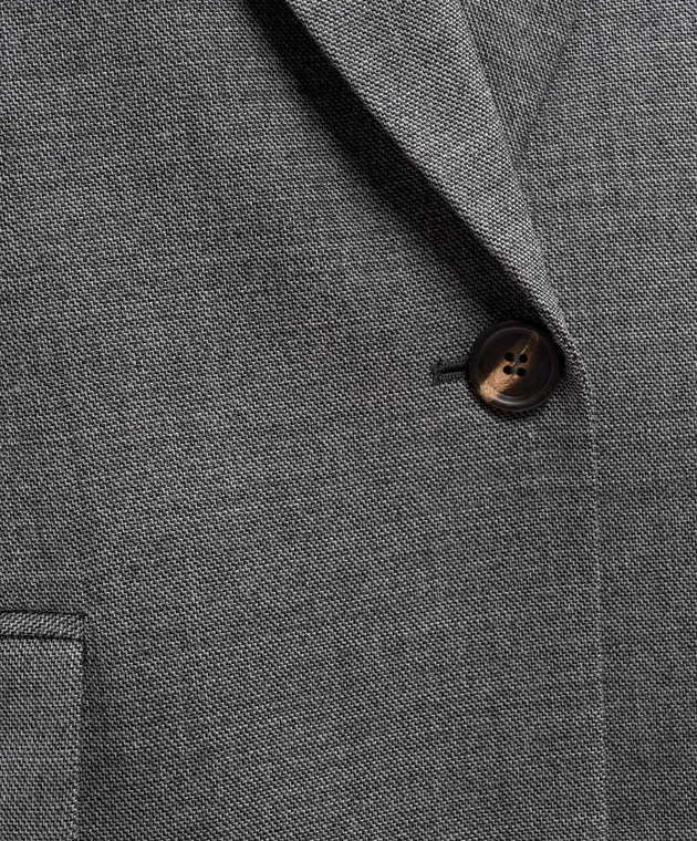 Brunello Cucinelli Gray wool jacket with monil chain