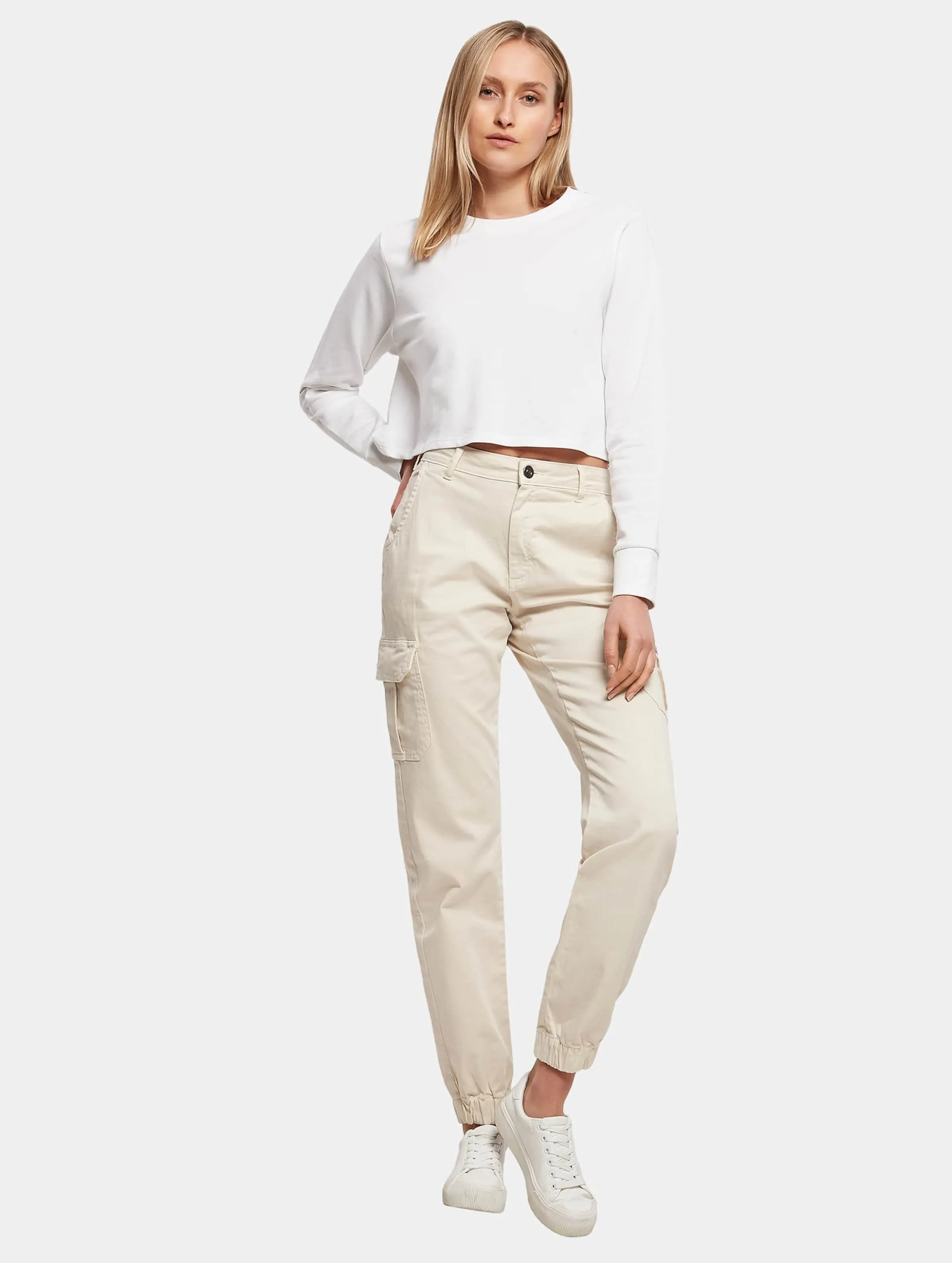 Build Your Brand Ladies Terry Cropped Crew