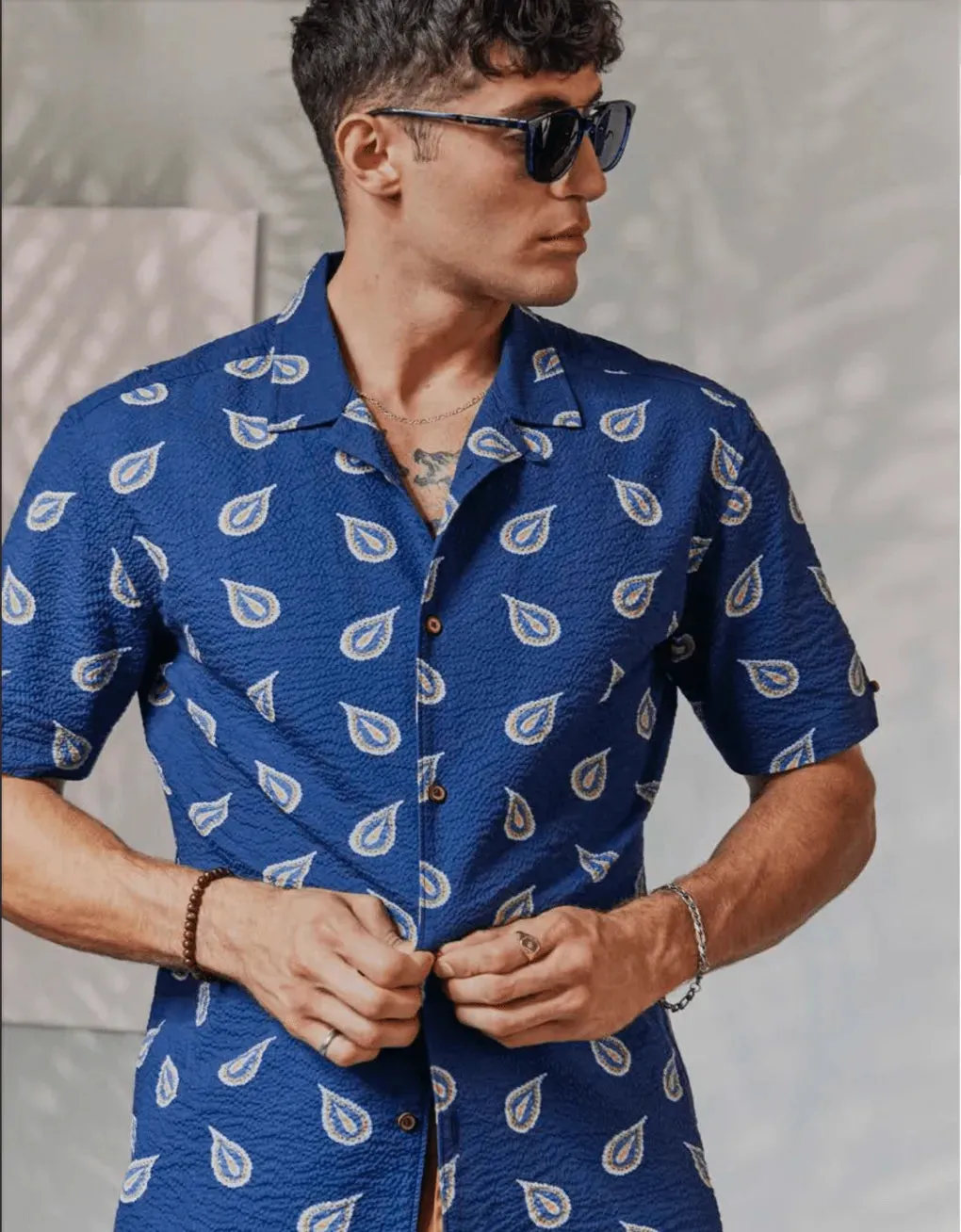 Camisa Ben Sherman Manga Corta Seersucker Paisley Print