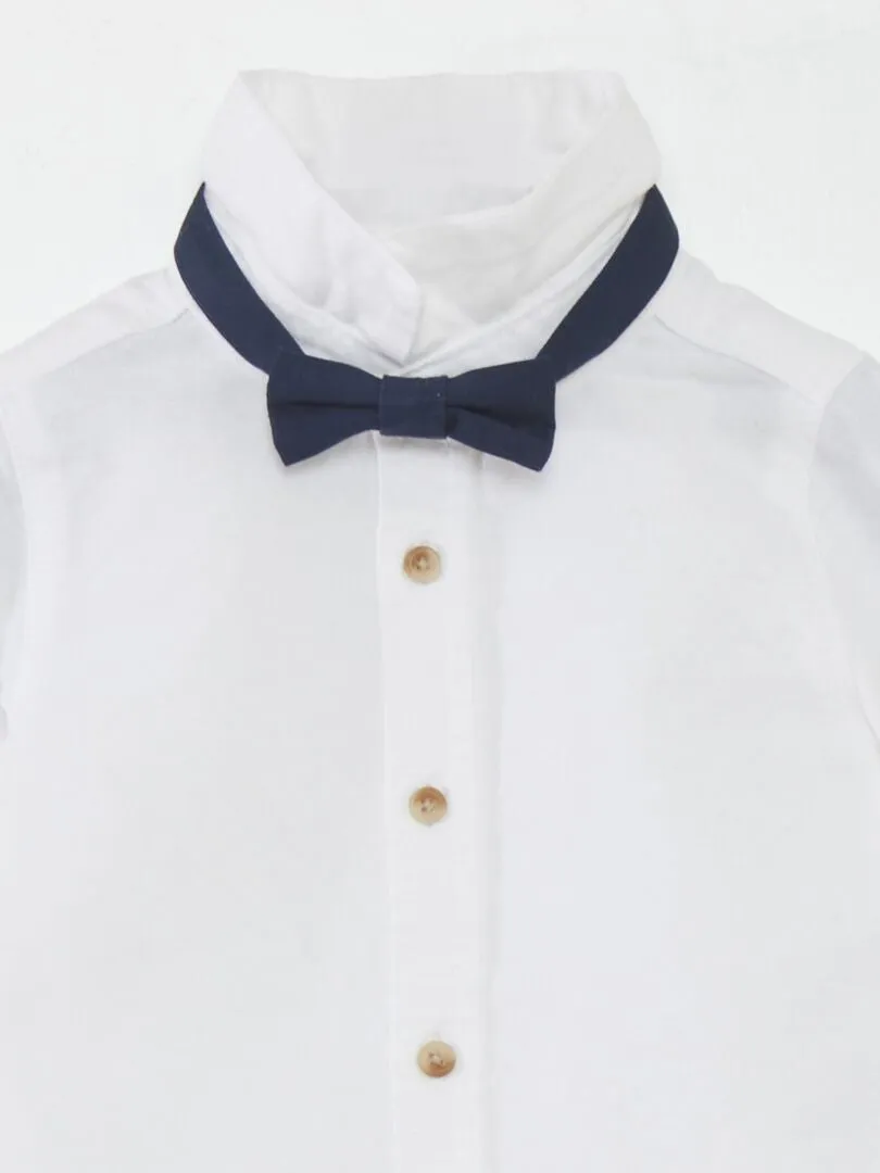 CAMISA BLANCA + PAJARITA  2 PIEZAS  BLANCO