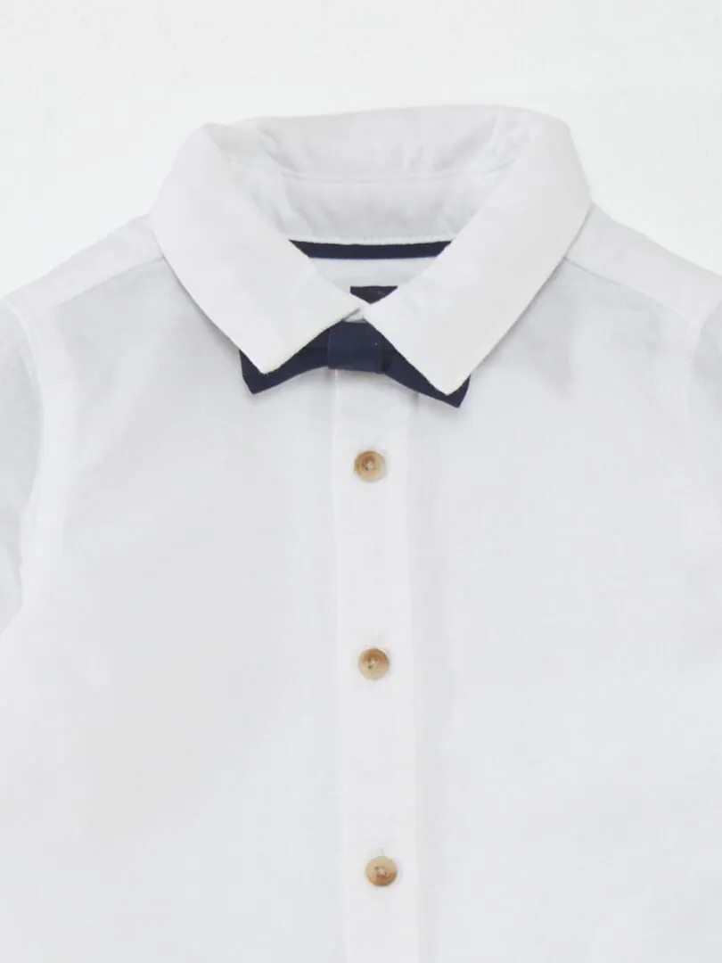 CAMISA BLANCA + PAJARITA  2 PIEZAS  BLANCO