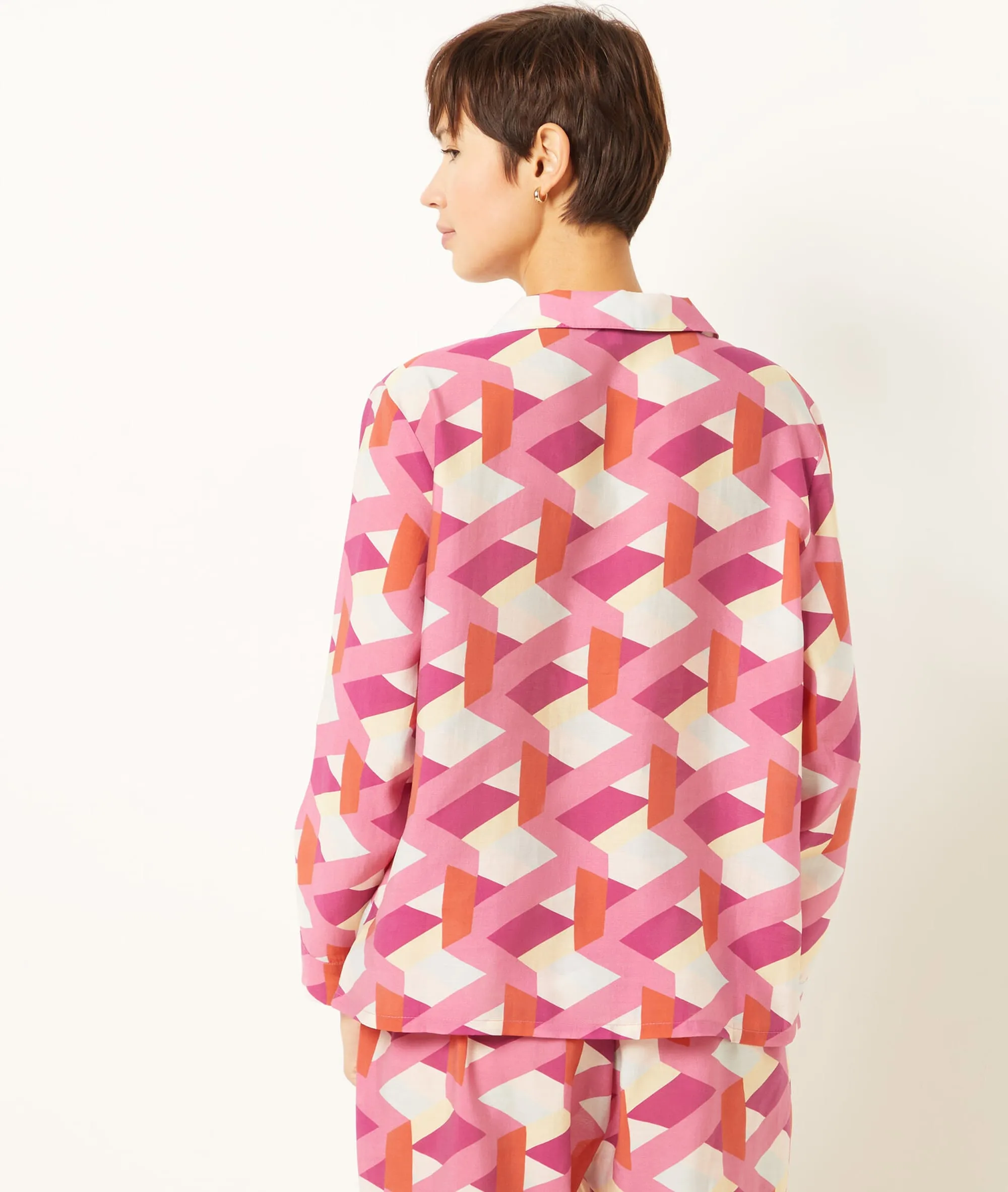 CAMISA PIJAMA ESTAMPADA DE SATéN ETAM X ELISE CHALMIN TERRACOTTA  ETAM