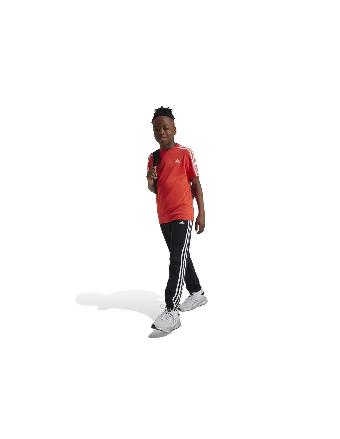 Camiseta adidas Essentials 3 Bandas Cotton Infantil Rojo
