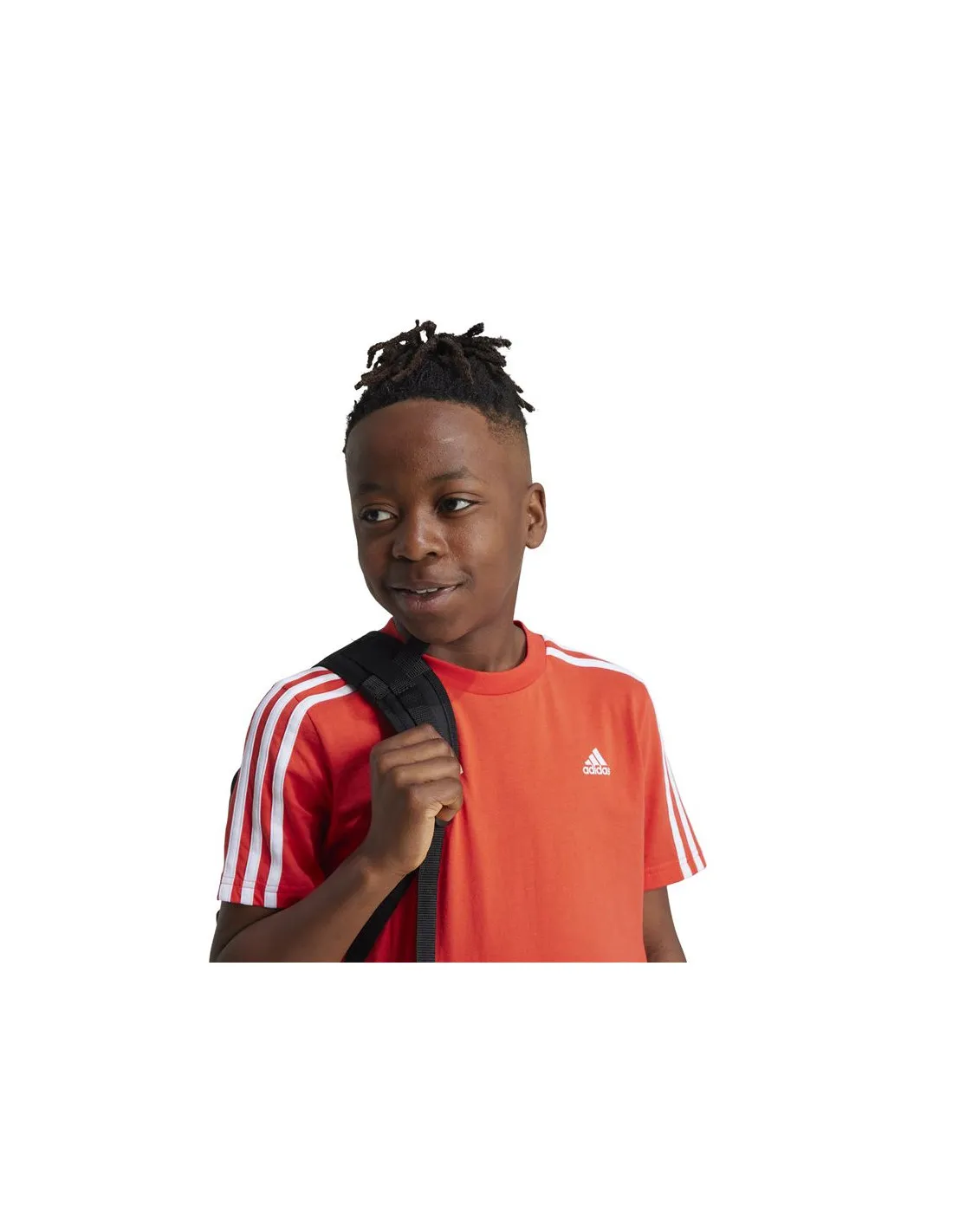 Camiseta adidas Essentials 3 Bandas Cotton Infantil Rojo
