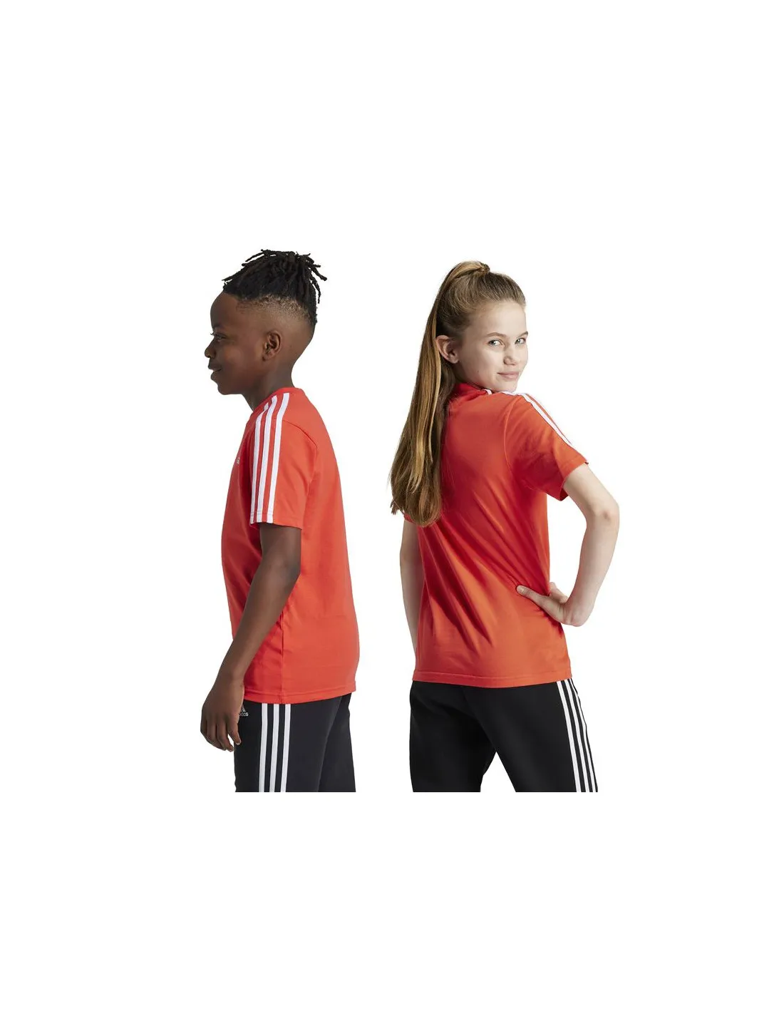 Camiseta adidas Essentials 3 Bandas Cotton Infantil Rojo