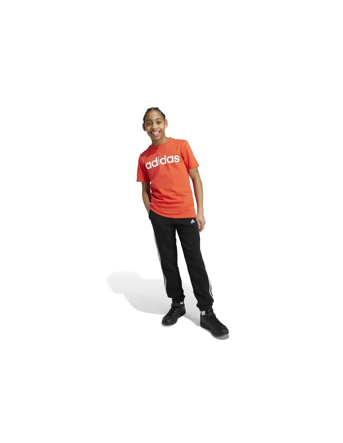 Camiseta adidas Essentials Linear Logo Cotton Infantil Rojo