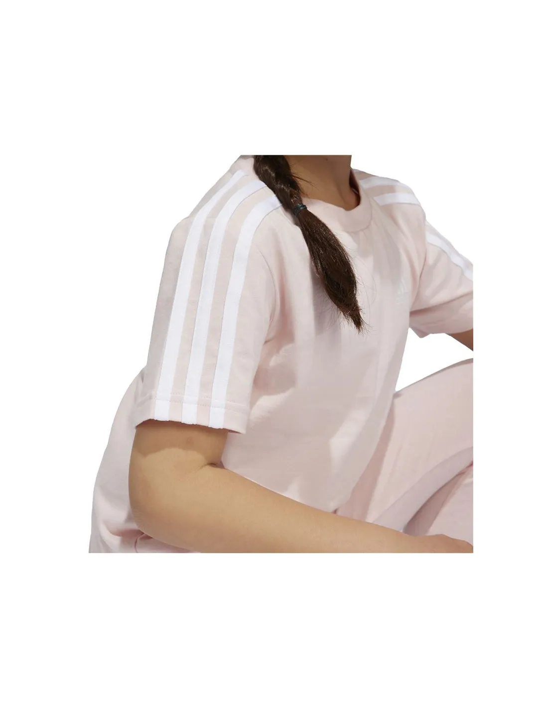 Camiseta adidas Little Essentials 3 Bandas Cotton Infantil Rosa