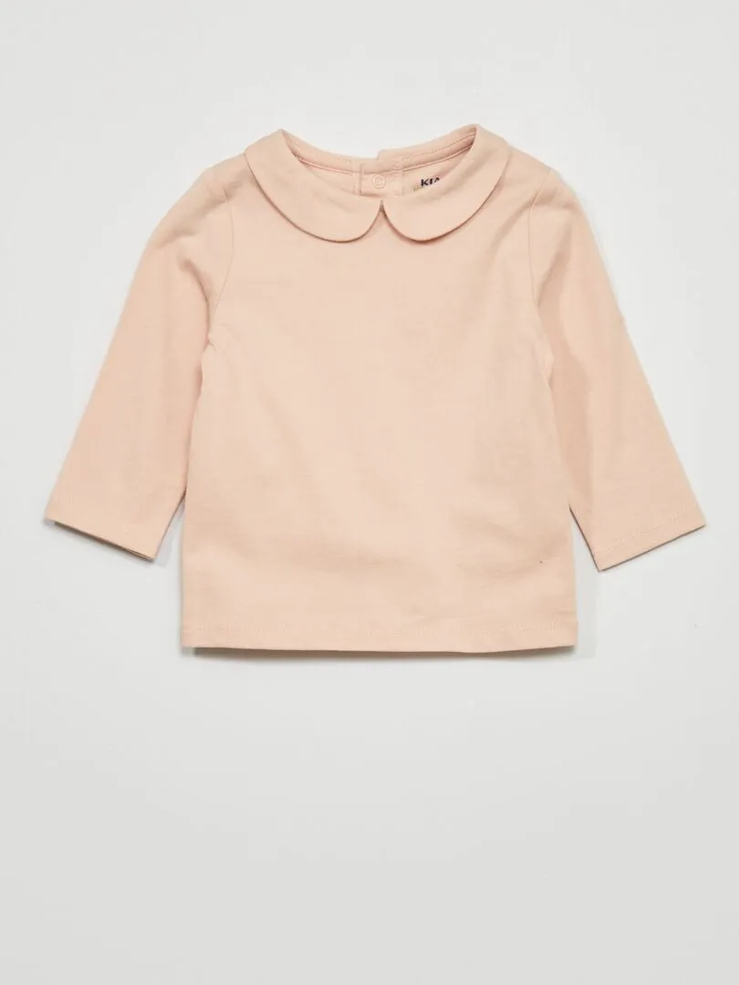 CAMISETA CON CUELLO BEBé  ROSA