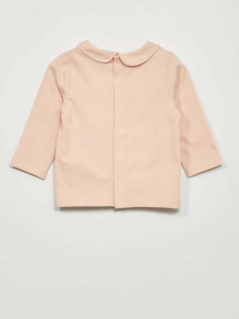 CAMISETA CON CUELLO BEBé  ROSA