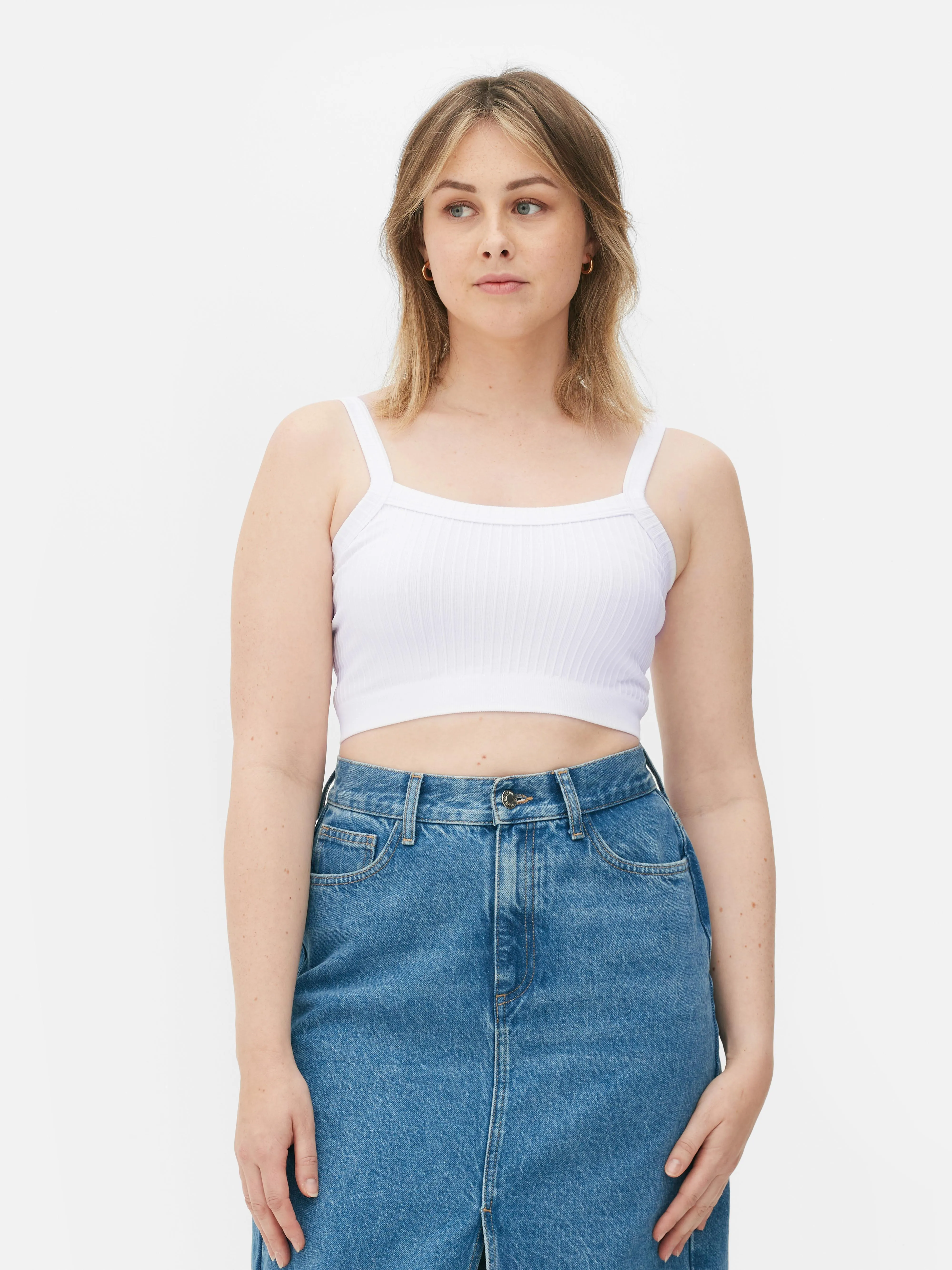 Camiseta corta acanalada con textura