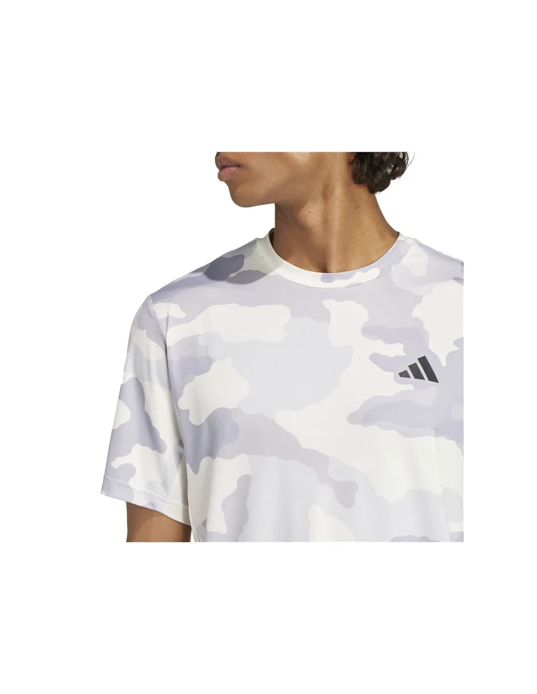 Camiseta de Fitness adidas Train Essentials Camo Aop Hombre Blanco