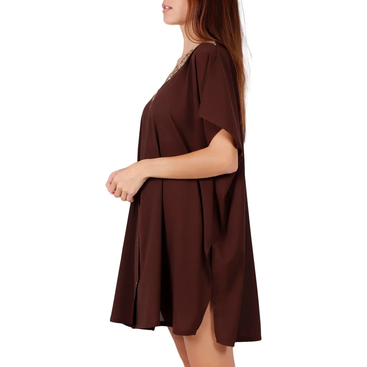 Camiseta de playa Bright Sequins chocolate