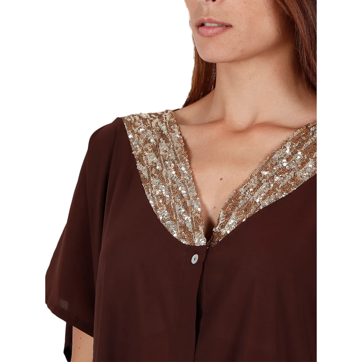 Camiseta de playa Bright Sequins chocolate
