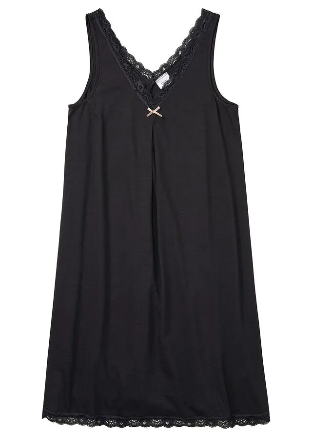 Camisón de viscosa Negro