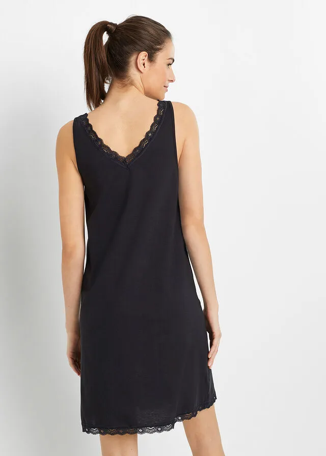 Camisón de viscosa Negro
