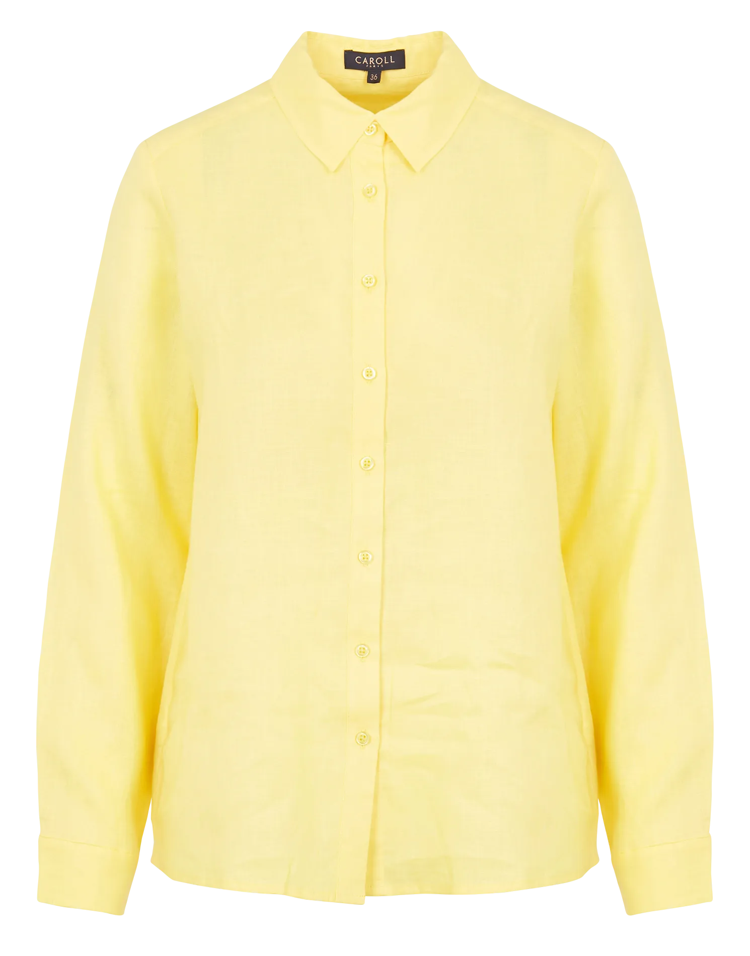 CAROLL BRENDA  CAMISA DE LINO CON CUELLO CLáSICO EN AMARILLO