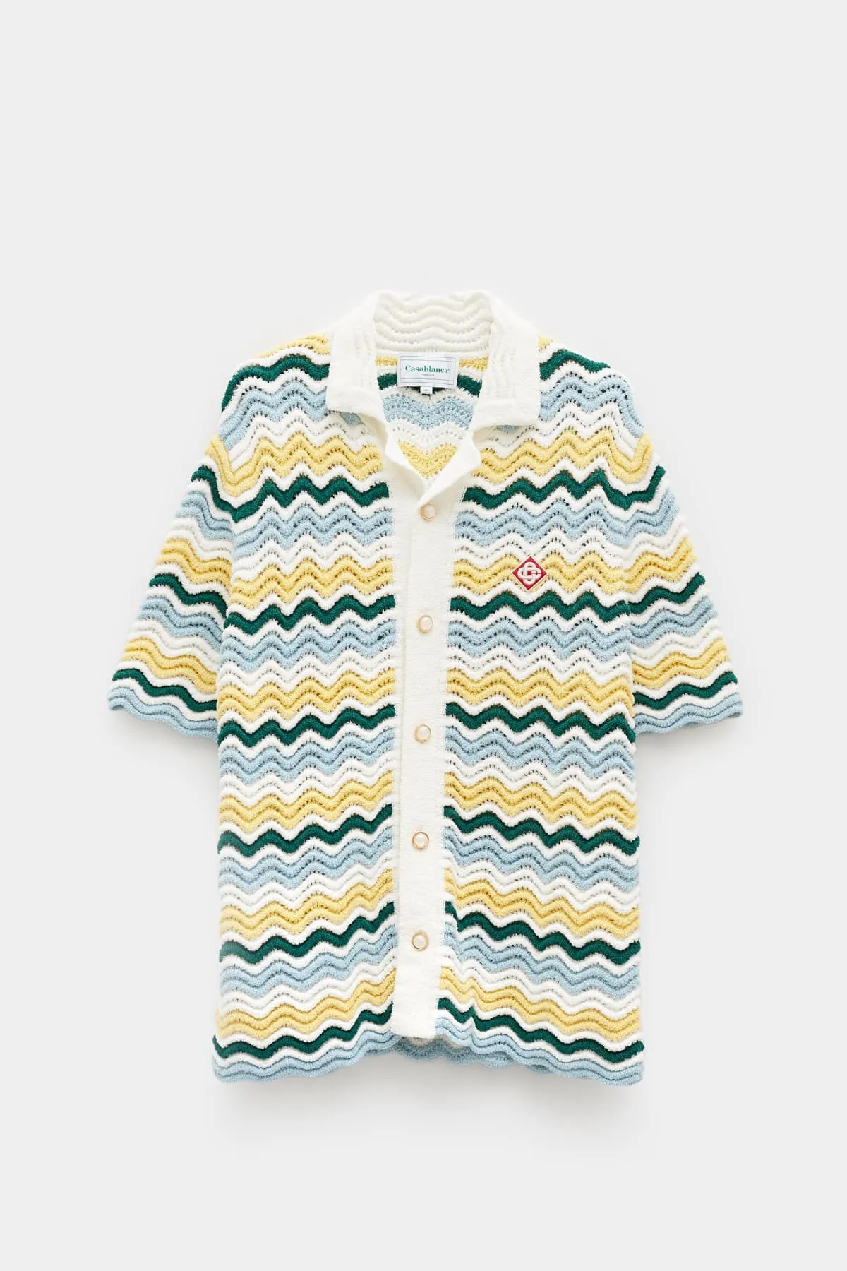CASABLANCA YELLOW BLUE BOUCLE WAVE SHIRT