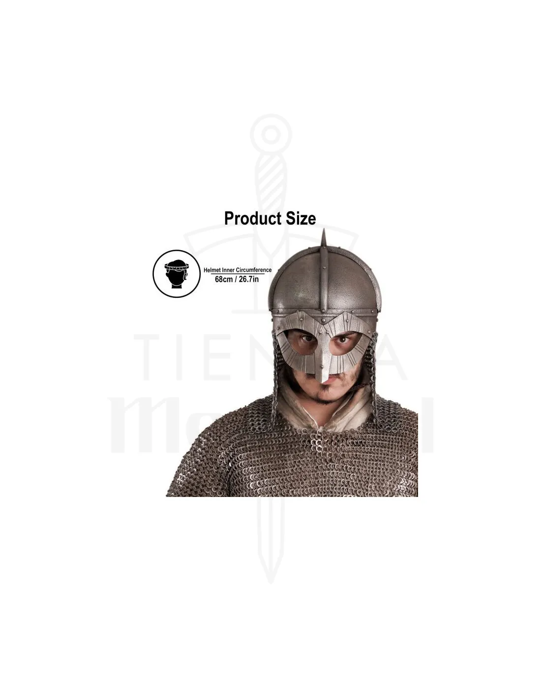 Casco vikingo modelo Gjermundbu, con forro de cuero