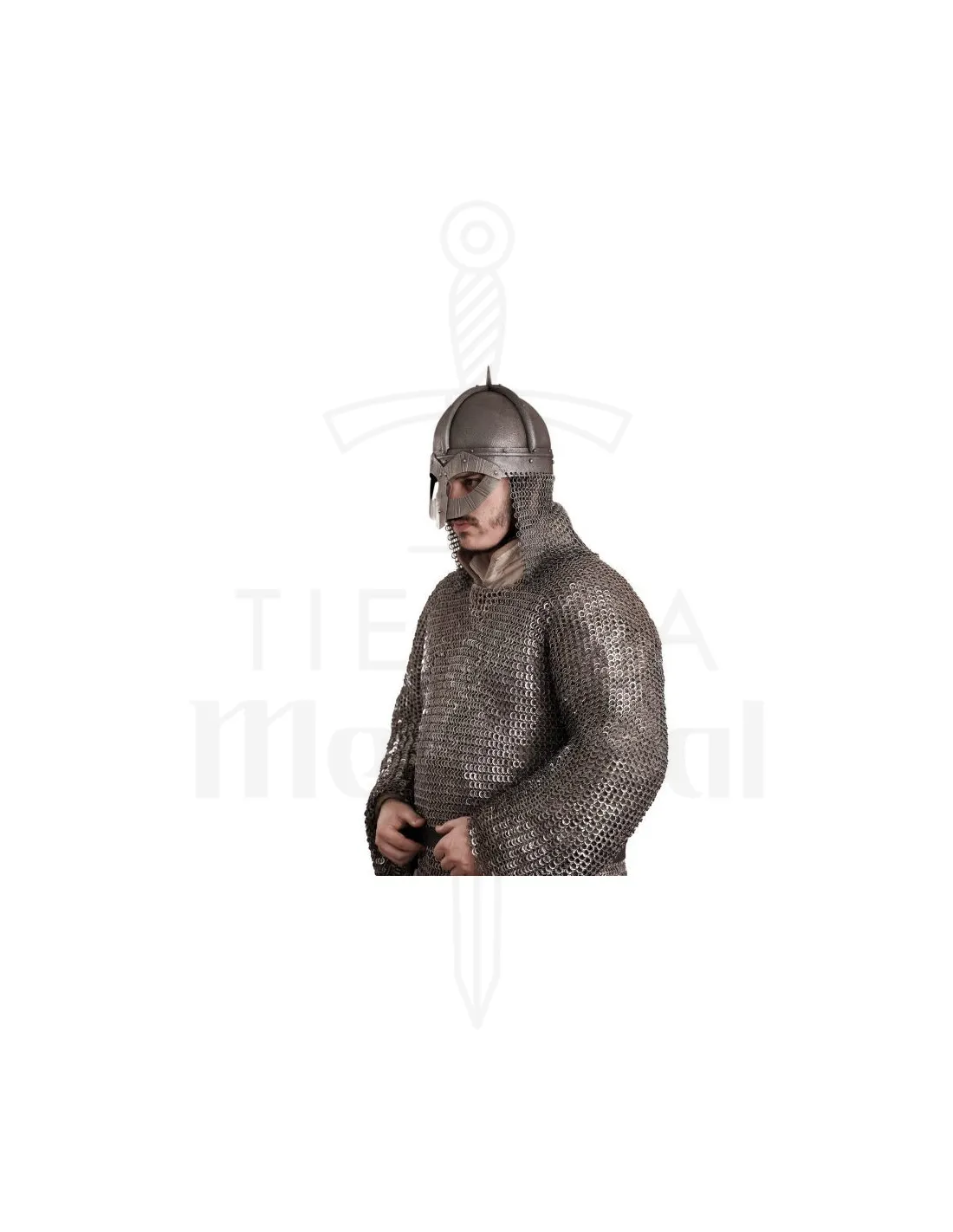 Casco vikingo modelo Gjermundbu, con forro de cuero