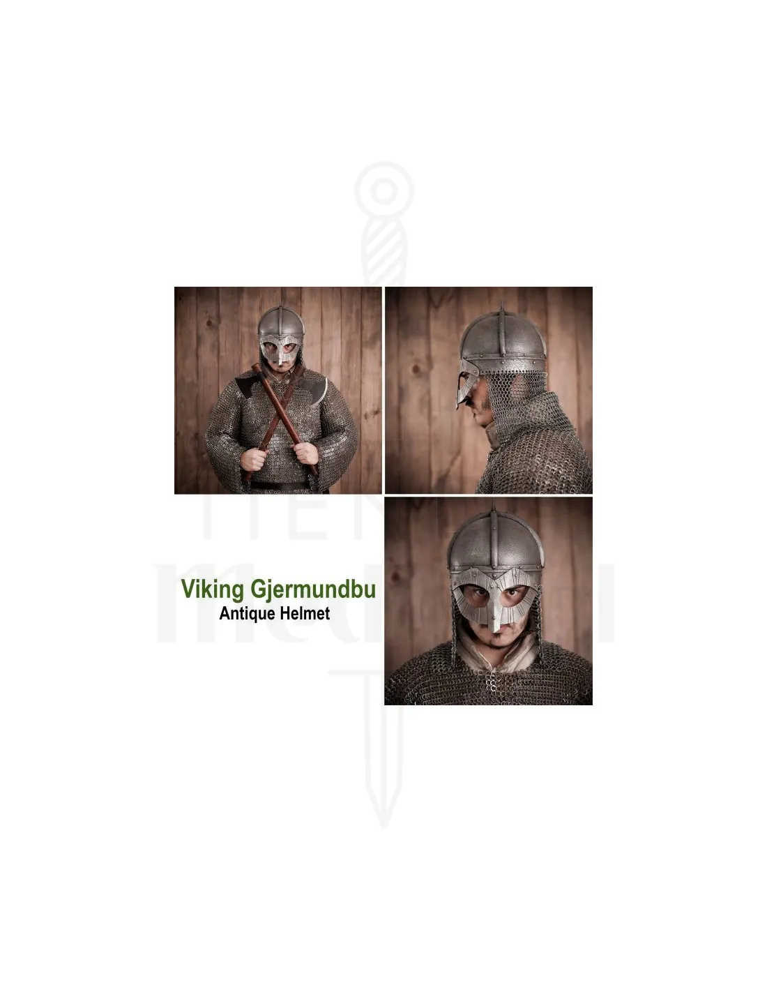 Casco vikingo modelo Gjermundbu, con forro de cuero