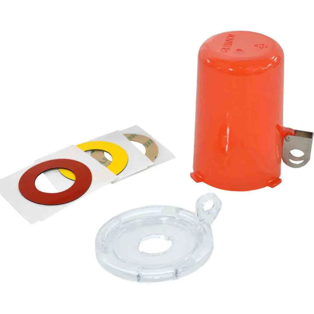 Cerradura de pulsador, roja, H 79,60 x ∅: 73,80 mm