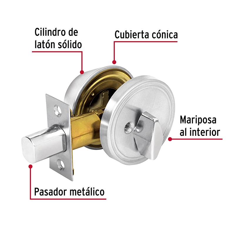 Cerrojo Llave Mariposa Hermex 43601 Cromo Mate