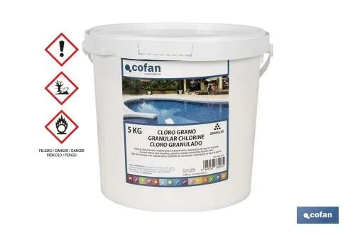 Cloro granulado para piscinas | Disolución lenta | Envases de 5 kilos