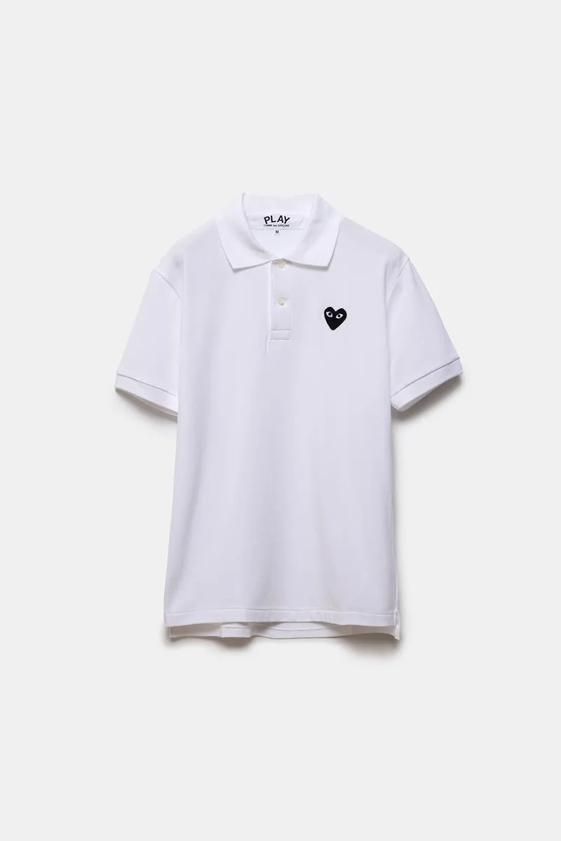 COMME DES GARÇONS PLAY POLO BLANCO CON CORAZÓN NEGRO HOMBRE