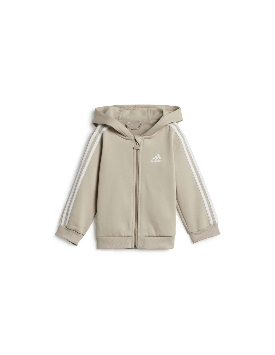 Conjunto adidas Essentials 3 Bandas Full Zip Fleece Infantil Beige