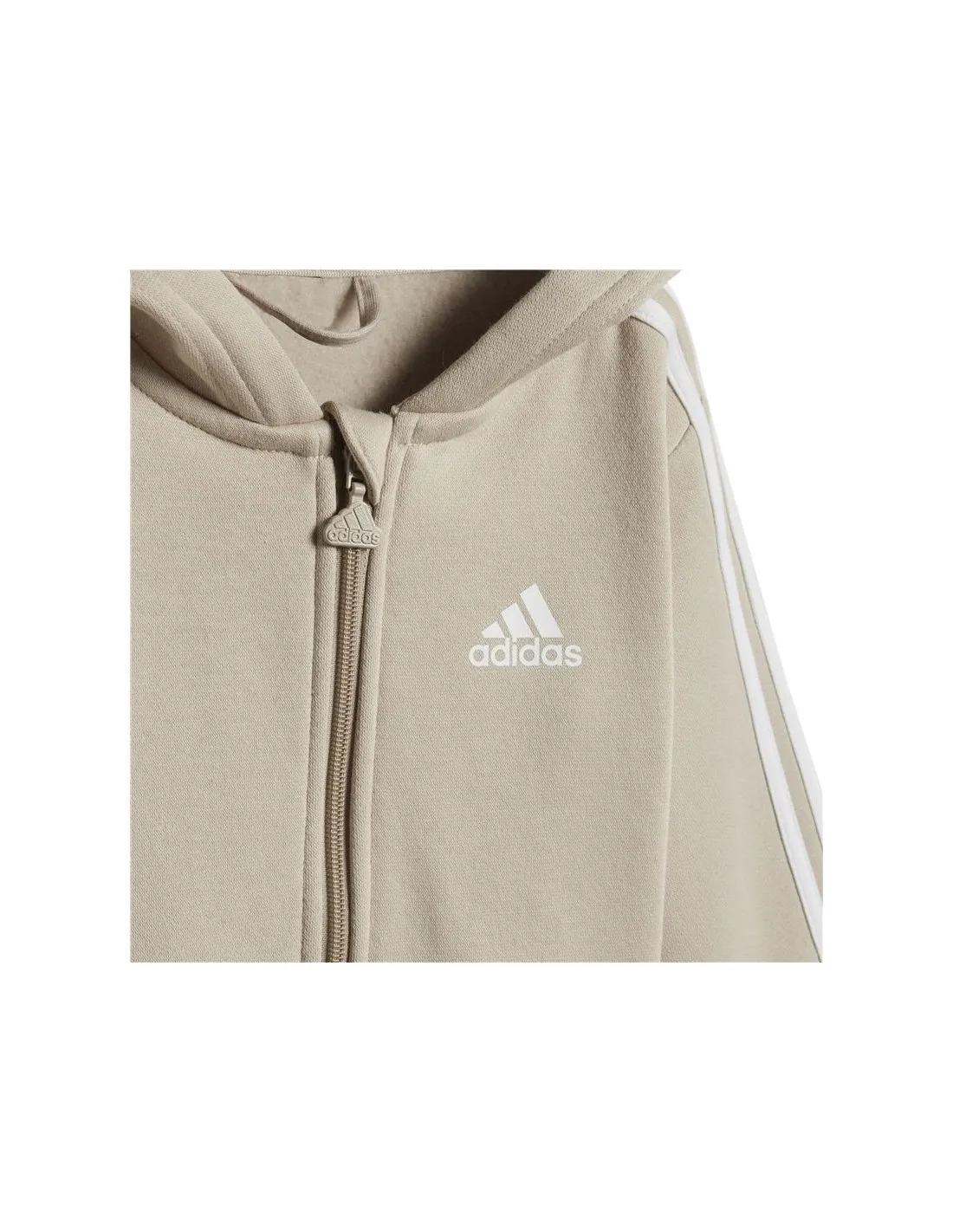Conjunto adidas Essentials 3 Bandas Full Zip Fleece Infantil Beige