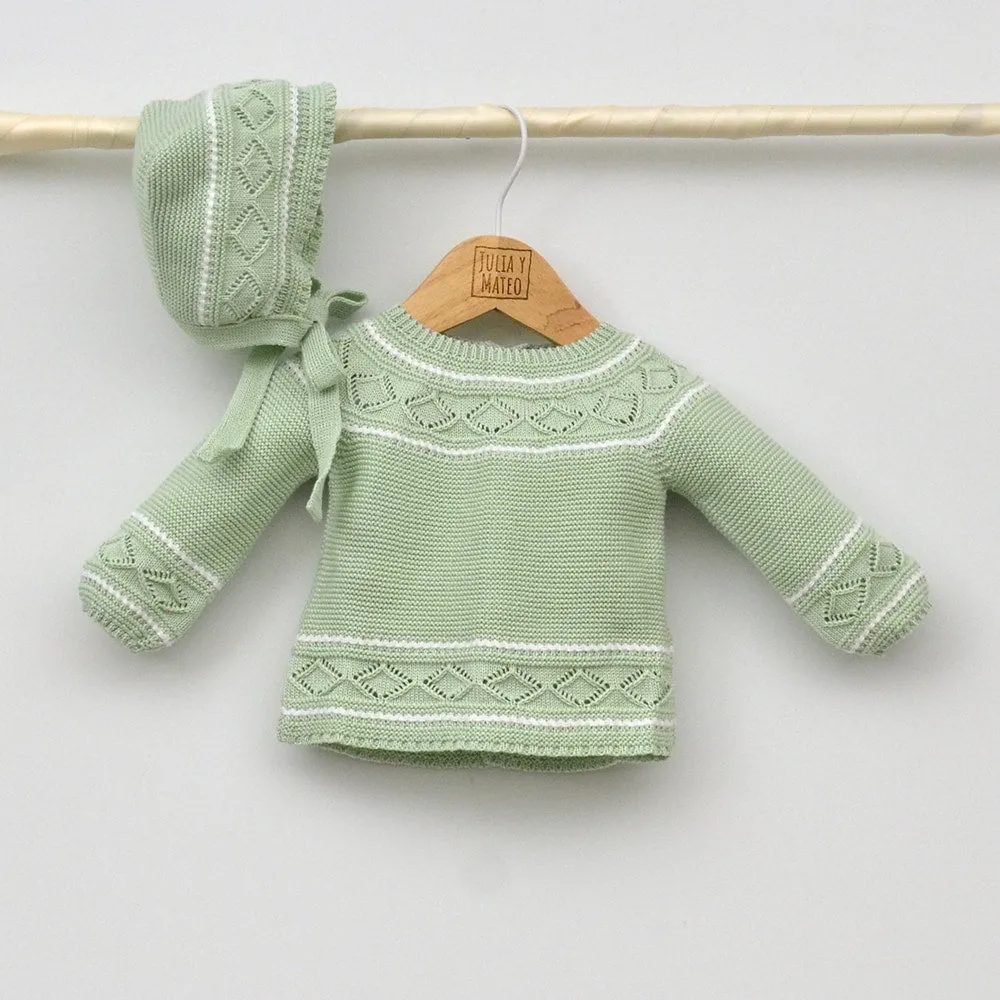 Conjunto bebés perle Mi Bollito con jersey, polaina y capota