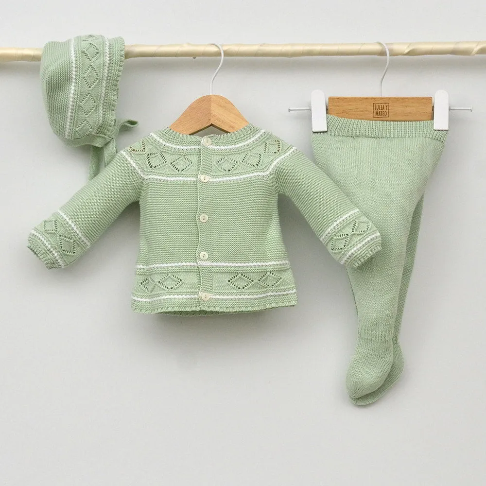 Conjunto bebés perle Mi Bollito con jersey, polaina y capota