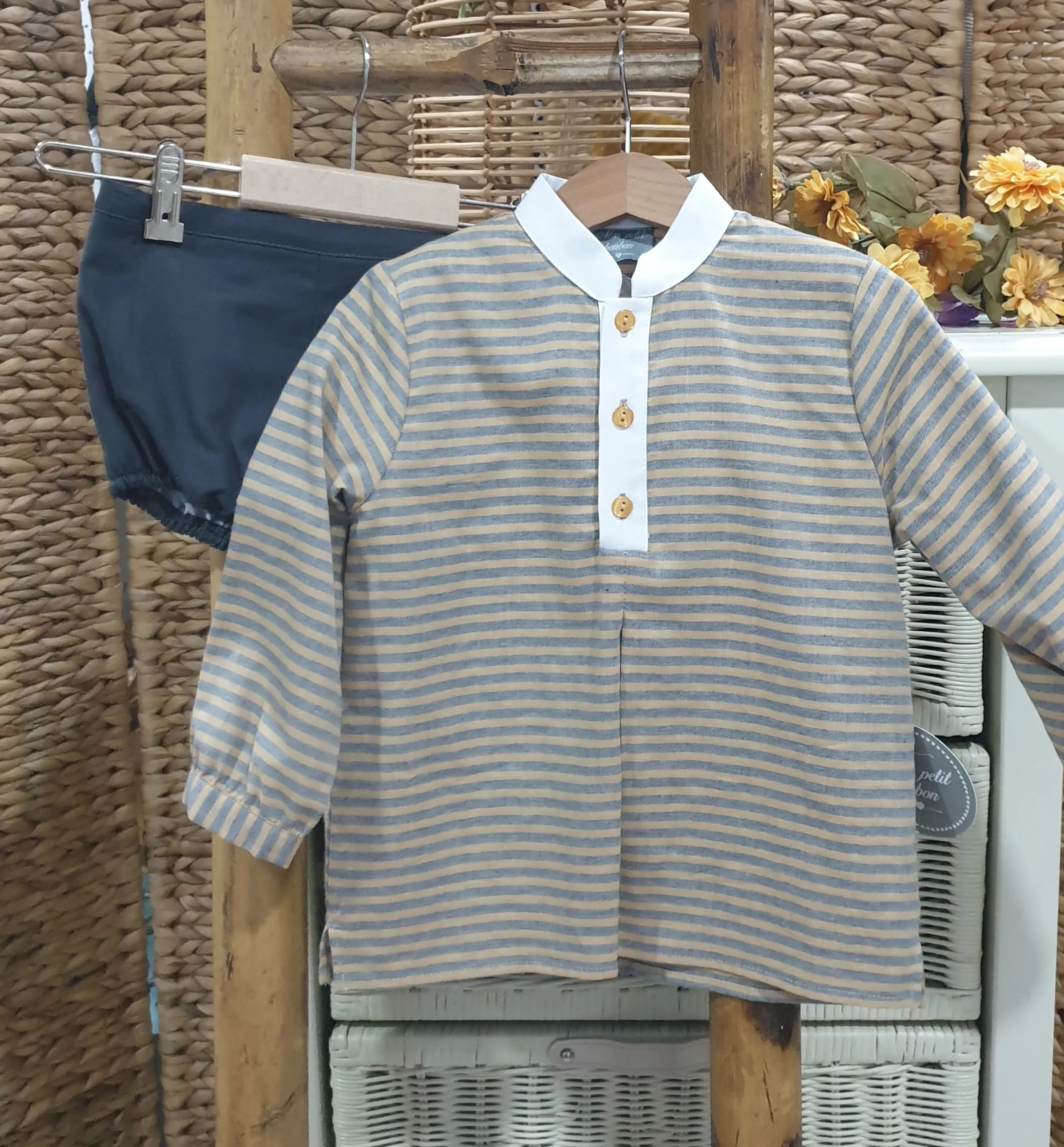 Conjunto Niño Bombacho + Blusa Rayas R230247