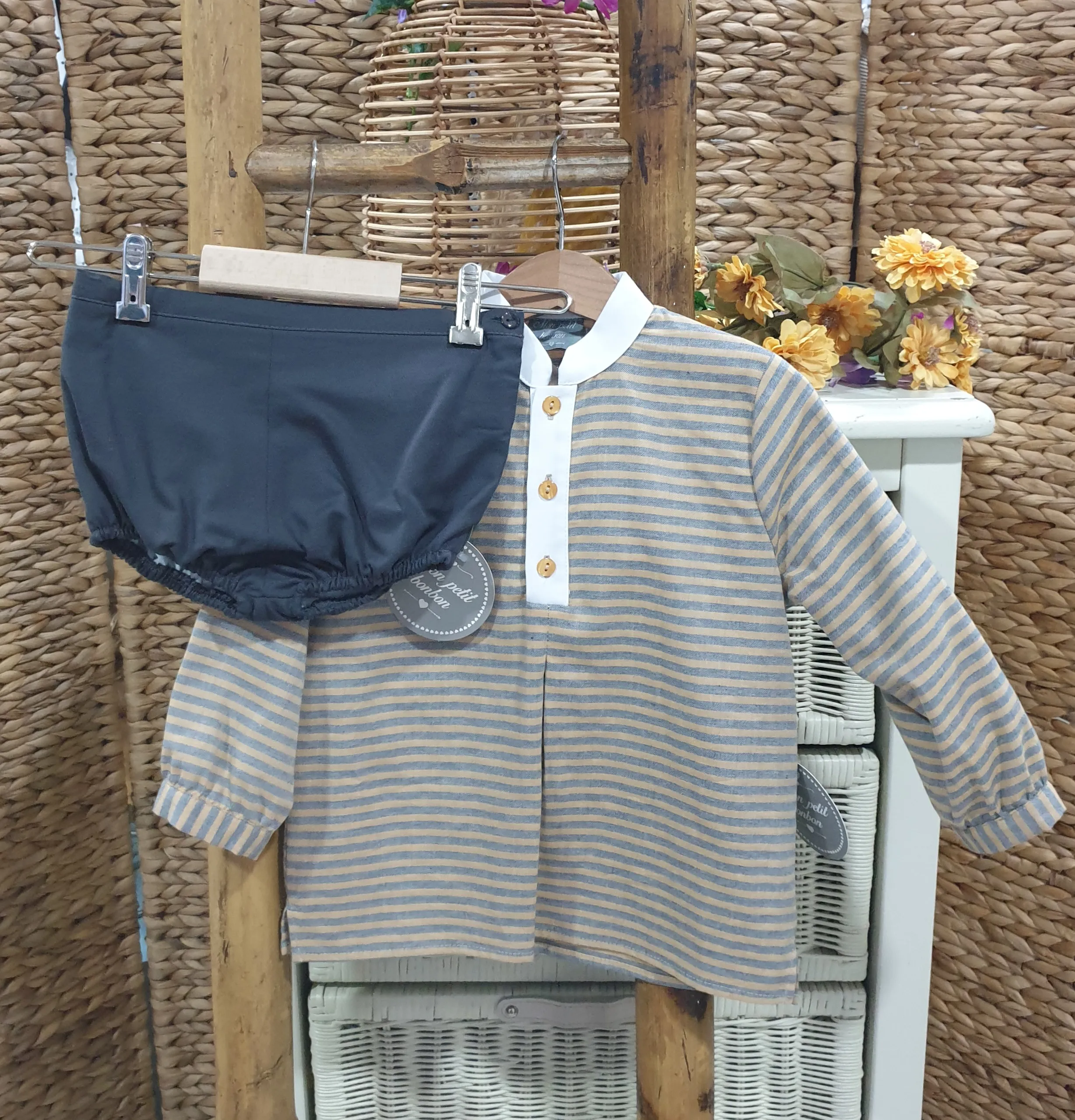 Conjunto Niño Bombacho + Blusa Rayas R230247