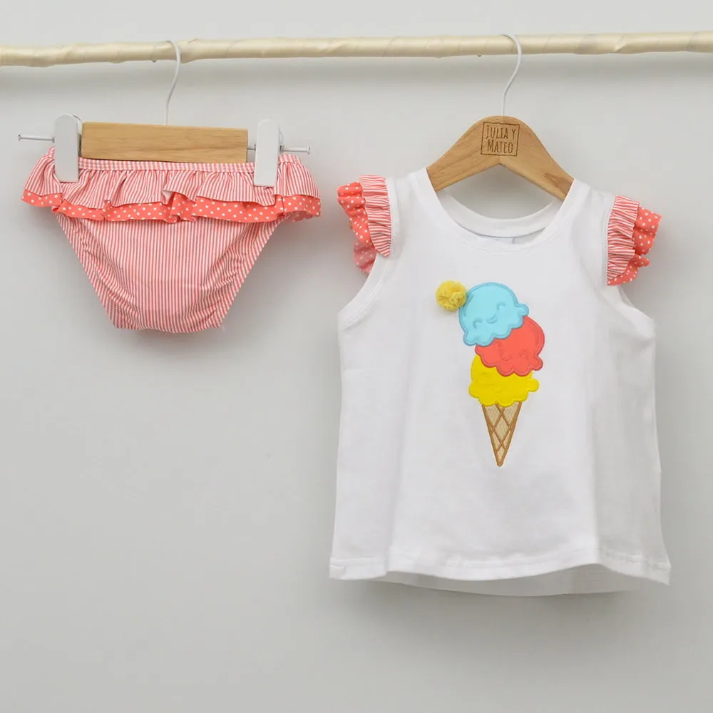 Conjunto vestido corto y culetín Bebé Milos