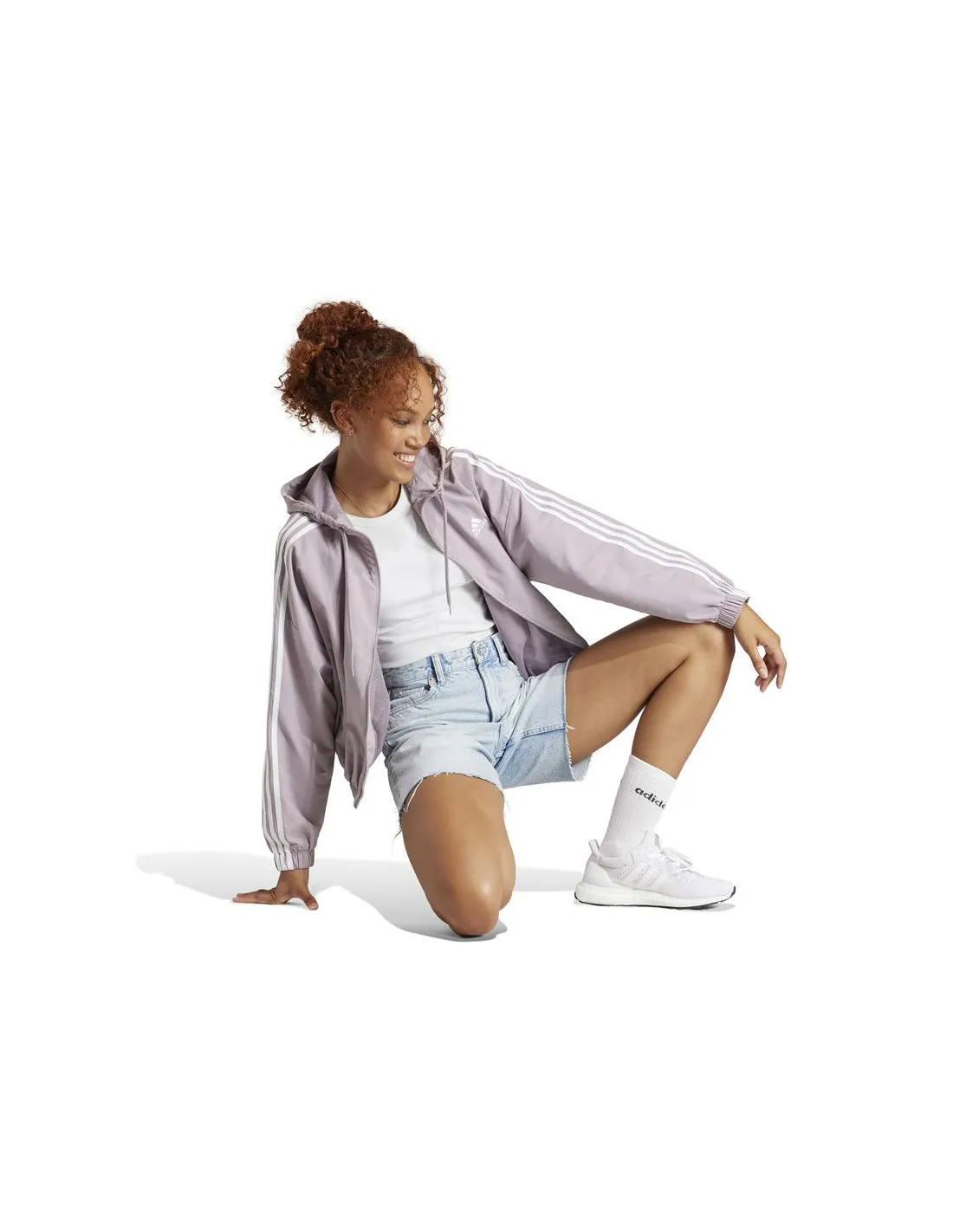 Cortavientos adidas Essentials Woven 3 Bandas Mujer Lila