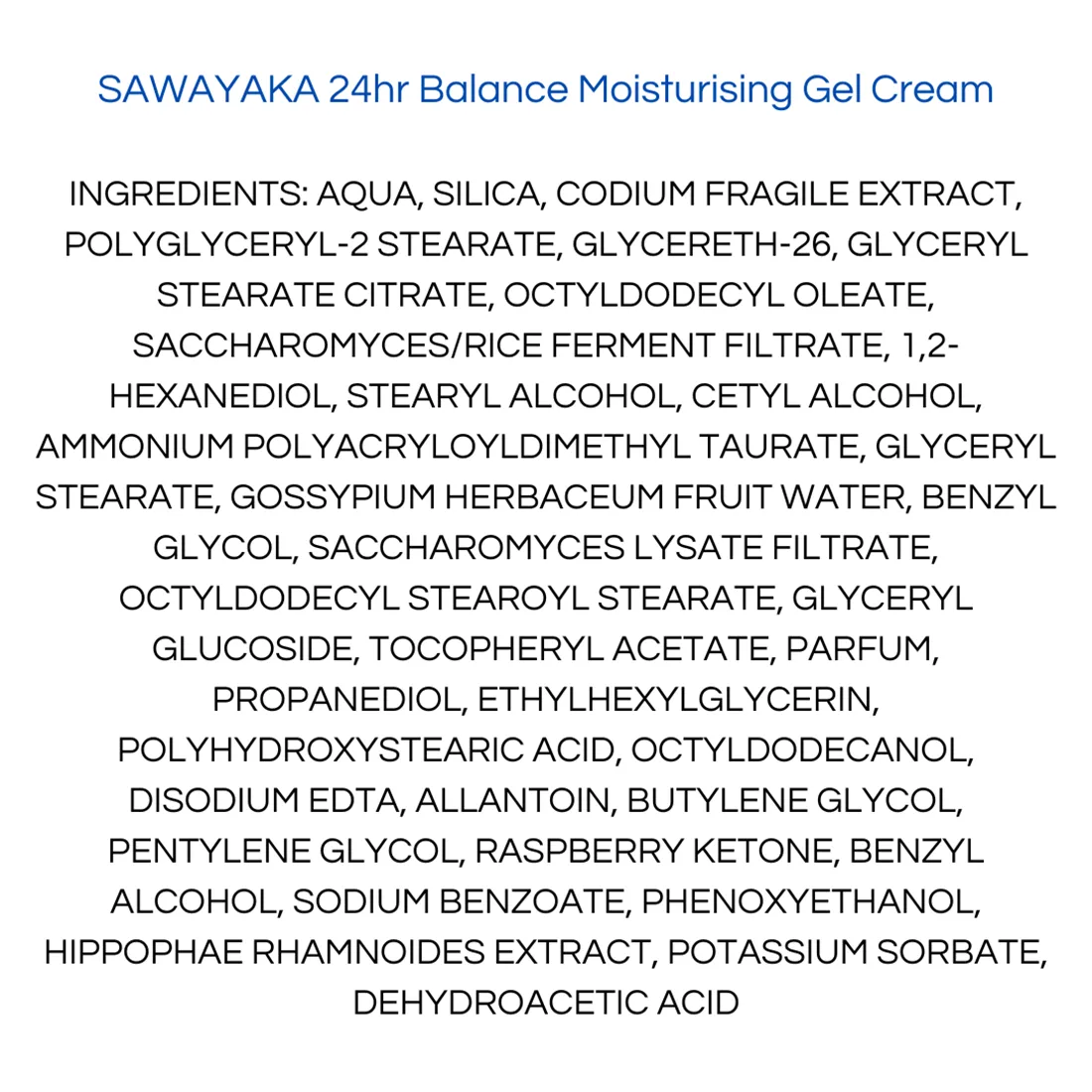 Crema hidratante SAWAYAKA Gel 24hr Balance Moisturising Onshindo Osaka