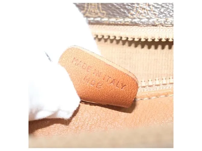 Céline CELINE Macadam Canvas Clutch Bag PVC Leather Marrón Auth 63592 Castaño 