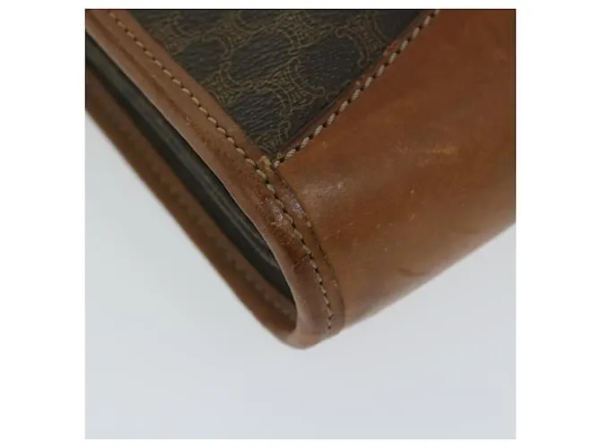 Céline CELINE Macadam Canvas Clutch Bag PVC Leather Marrón Auth 63592 Castaño 